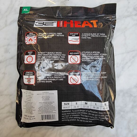 32 Degrees HEAT Performance Mesh Black Base Layer Pant Stretch Comfort Sz XL - Picture 5 of 5